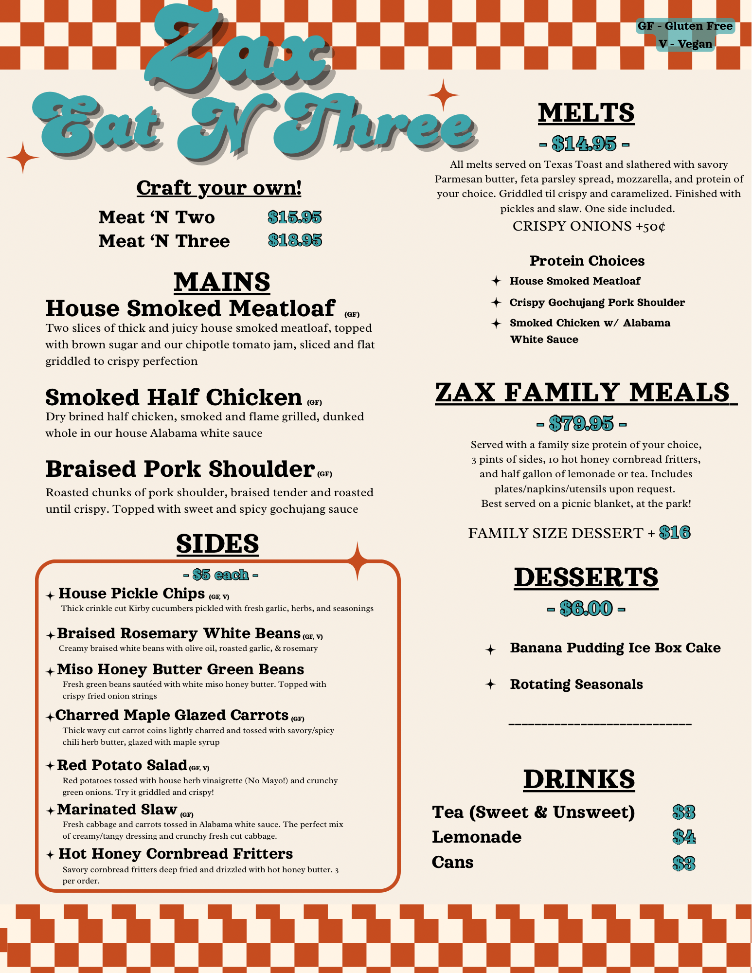 Menu — Zax Eat 'N Three